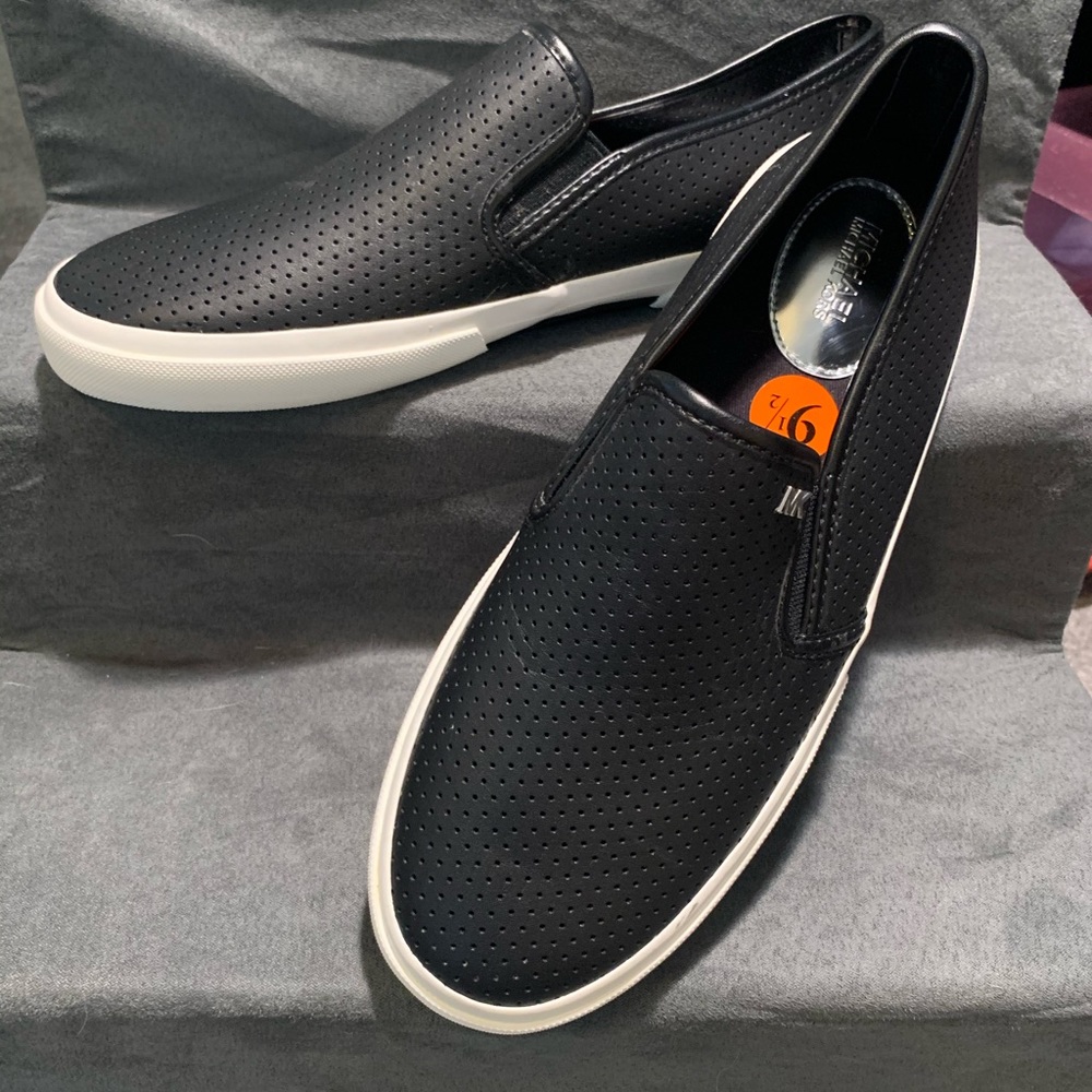 Michael Kors Perforated Black Slip ons